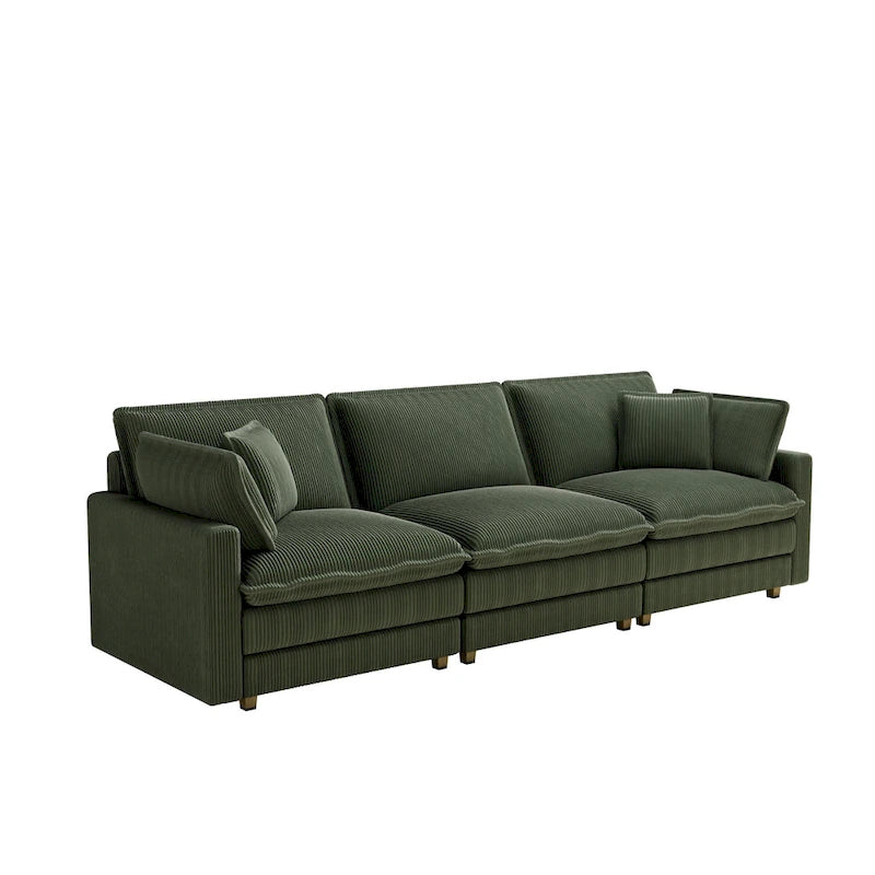 103 Sofá de 4 plazas Corduroy Modern Classic con asiento profundo y 4 cojines