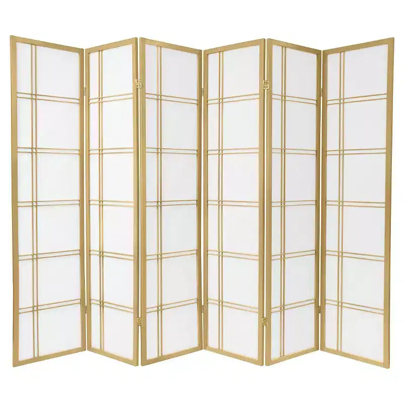 Mampara Shoji de doble cruz de 6 paneles y 1,83 m de altura - Oriental Furniture
