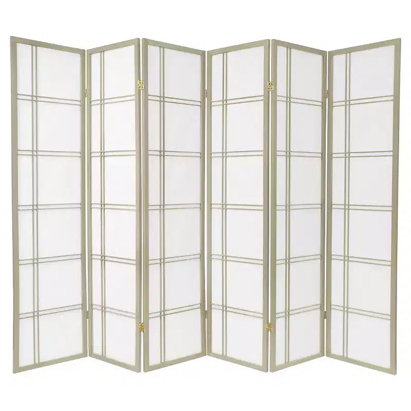 6 ft. Tall Double Cross Shoji Screen 6 Panels - Oriental Furniture