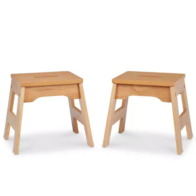 Taburetes de madera Melissa & Doug - Juego de 2 - Sillas para niños para comer/actividades, diseño sólido, apilables, capacidad de 45 kg
