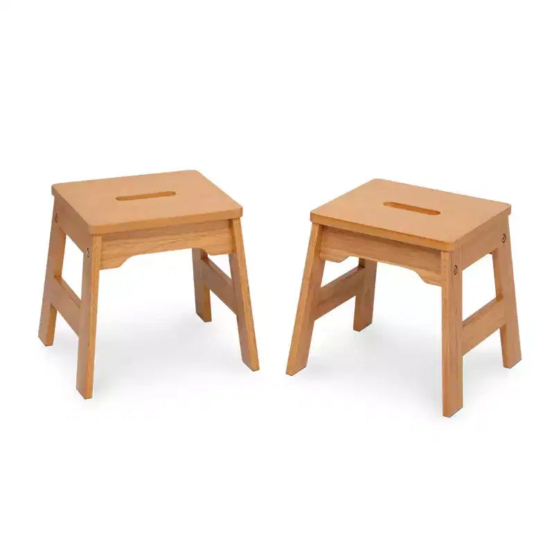 Taburetes de madera Melissa & Doug - Juego de 2 - Sillas para niños para comer/actividades, diseño sólido, apilables, capacidad de 45 kg