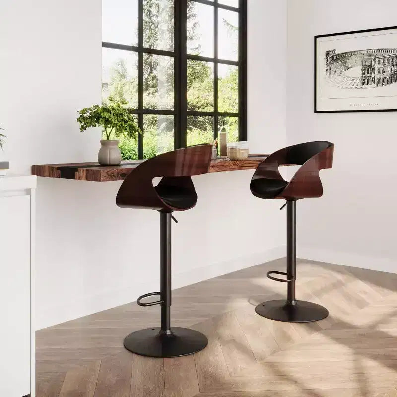 Taburete de bar ajustable Monaghan Bentwood negro - WyndenHall