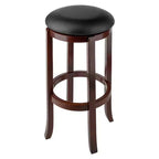Taburetes giratorios Walcott de 30" de Winsome - Nogal: Altura fija, asiento redondo, estructura de madera
