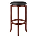 Taburetes giratorios Walcott de 30" de Winsome - Nogal: Altura fija, asiento redondo, estructura de madera