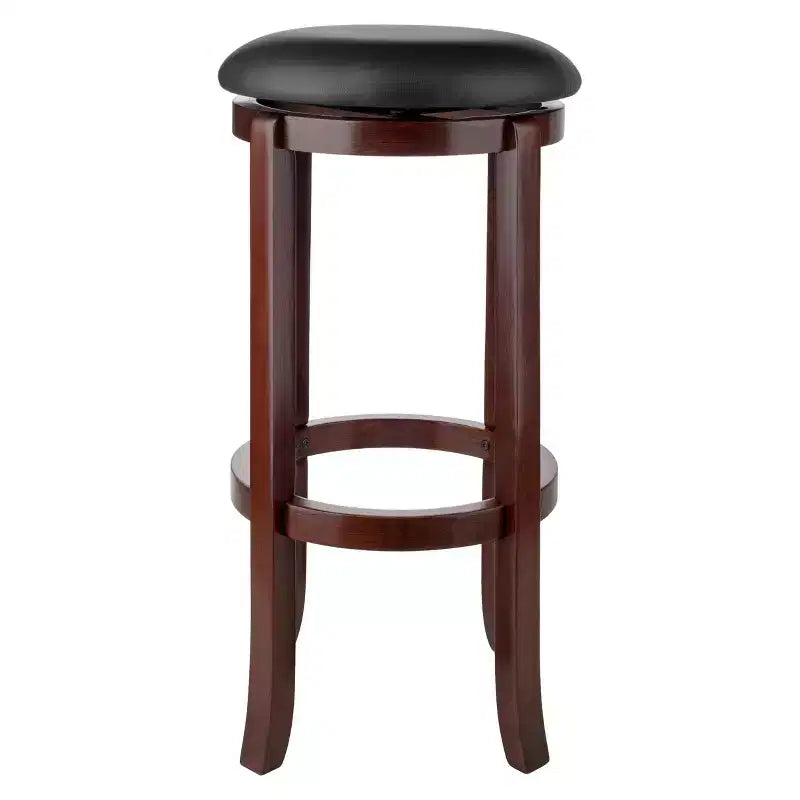Taburetes giratorios Walcott de 30" de Winsome - Nogal: Altura fija, asiento redondo, estructura de madera