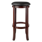 Taburetes giratorios Walcott de 30" de Winsome - Nogal: Altura fija, asiento redondo, estructura de madera