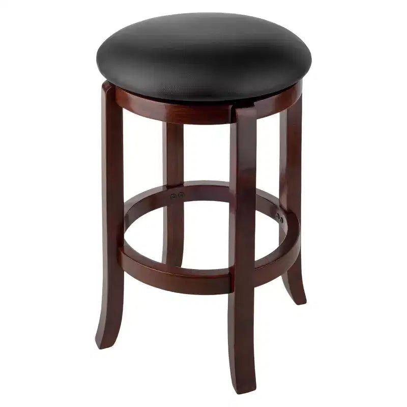 Taburete de barra giratorio Walcott de 24" para encimera, nogal - Winsome: Redondo, estructura de madera, altura fija