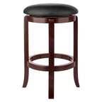 Taburete de barra giratorio Walcott de 24" para encimera, nogal - Winsome: Redondo, estructura de madera, altura fija