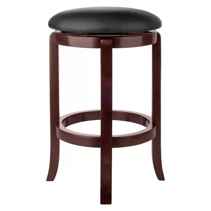Taburete de barra giratorio Walcott de 24" para encimera, nogal - Winsome: Redondo, estructura de madera, altura fija