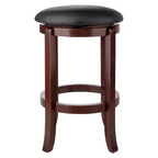 Taburete de barra giratorio Walcott de 24" para encimera, nogal - Winsome: Redondo, estructura de madera, altura fija