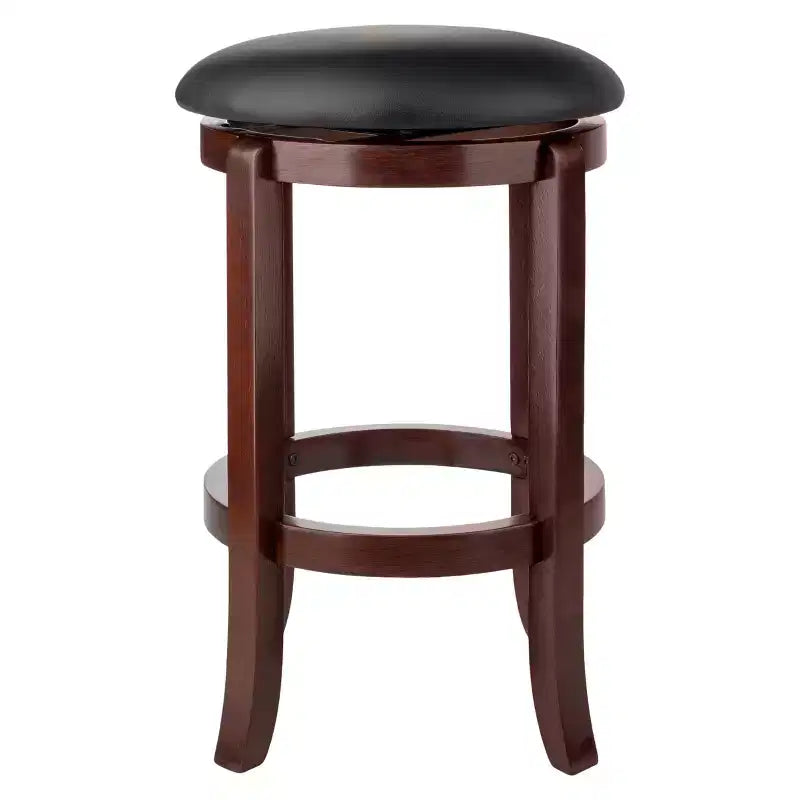 Taburete de barra giratorio Walcott de 24" para encimera, nogal - Winsome: Redondo, estructura de madera, altura fija