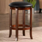 Taburete de barra giratorio Walcott de 24" para encimera, nogal - Winsome: Redondo, estructura de madera, altura fija
