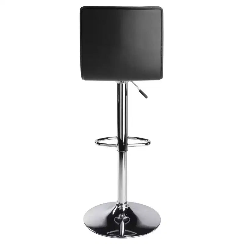 Taburete de bar Winsome Spectrum con respaldo alto en forma de L, elevación neumática, altura ajustable, color negro/metal: Piel sintética, giratorio, capacidad de 90 kg