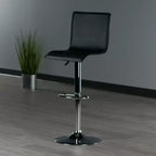 Taburete de bar Winsome Spectrum con respaldo alto en forma de L, elevación neumática, altura ajustable, color negro/metal: Piel sintética, giratorio, capacidad de 90 kg