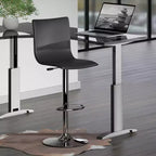 Taburete de bar Winsome Spectrum con respaldo alto en forma de L, elevación neumática, altura ajustable, color negro/metal: Piel sintética, giratorio, capacidad de 90 kg