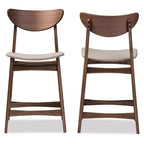 Banco de bar de altura de mostrador Baxton Studio de 24 pulgadas, estilo escandinavo moderno retro de mediados de siglo, tapizado en tela, con acabado de madera - Gris claro