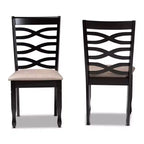 Juego de 2 sillas de comedor de madera tapizadas en tela Lanier color arena/marrón oscuro - Baxton Studio