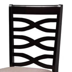 Juego de 2 sillas de comedor de madera tapizadas en tela Lanier color arena/marrón oscuro - Baxton Studio