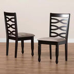Juego de 2 sillas de comedor de madera tapizadas en tela Lanier color arena/marrón oscuro - Baxton Studio