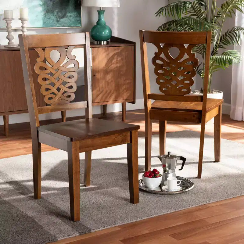 Juego de 2 sillas de comedor de madera Gervais en color marrón - Baxton Studio