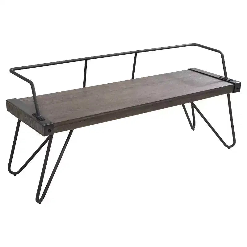 LumiSource Stefani Industrial Bench Antique Metal: Rectangle, Metal Frame, Seats 2, No Upholstery