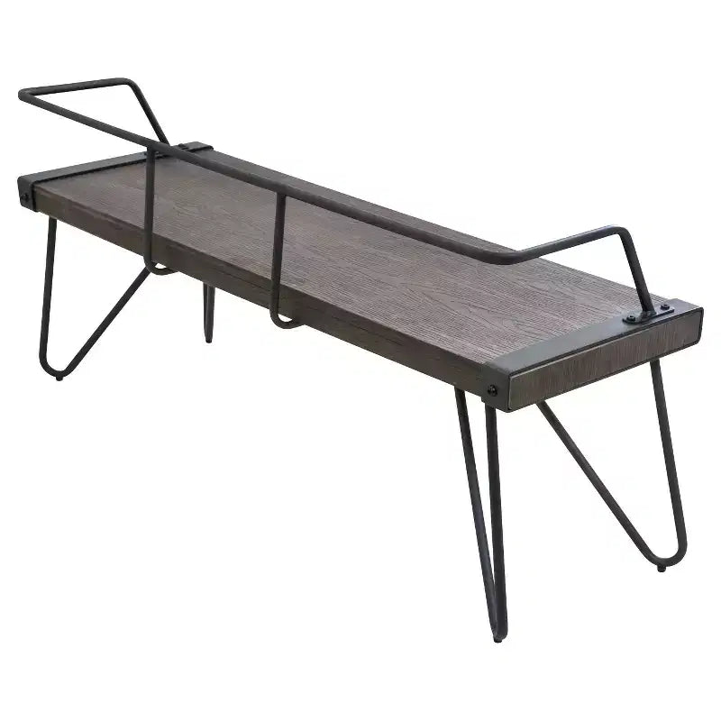 LumiSource Stefani Banco Industrial Metal Antiguo: Rectangular, Estructura de metal, Capacidad 2 personas, Sin tapizar
