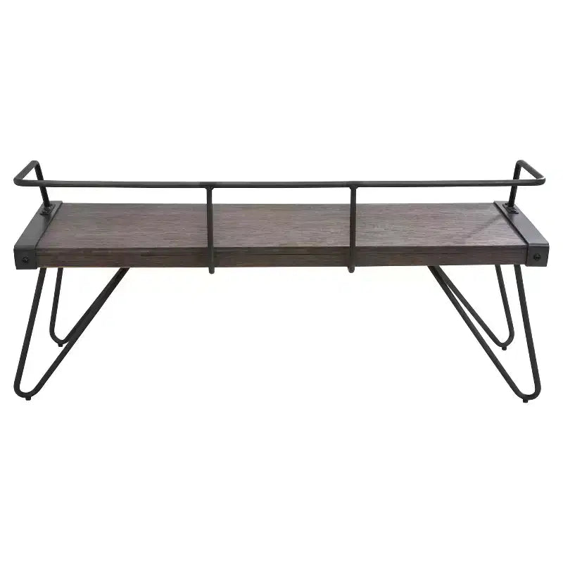 LumiSource Stefani Banco Industrial Metal Antiguo: Rectangular, Estructura de metal, Capacidad 2 personas, Sin tapizar
