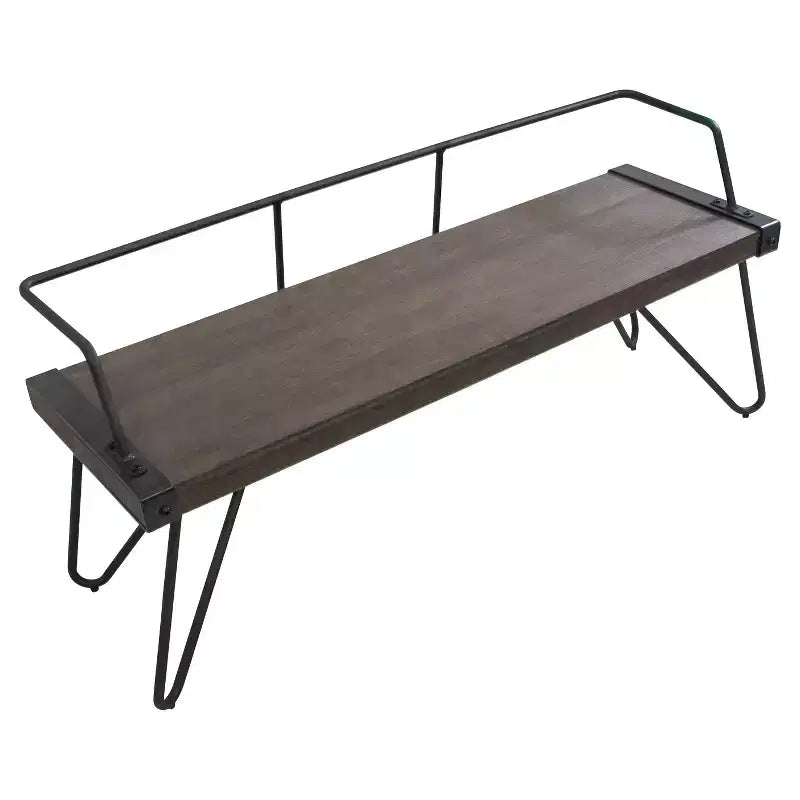 LumiSource Stefani Banco Industrial Metal Antiguo: Rectangular, Estructura de metal, Capacidad 2 personas, Sin tapizar