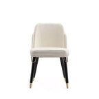 Silla de comedor de piel sintética Estelle crema - Manhattan Comfort: Tapizada, patas de madera, no requiere montaje
