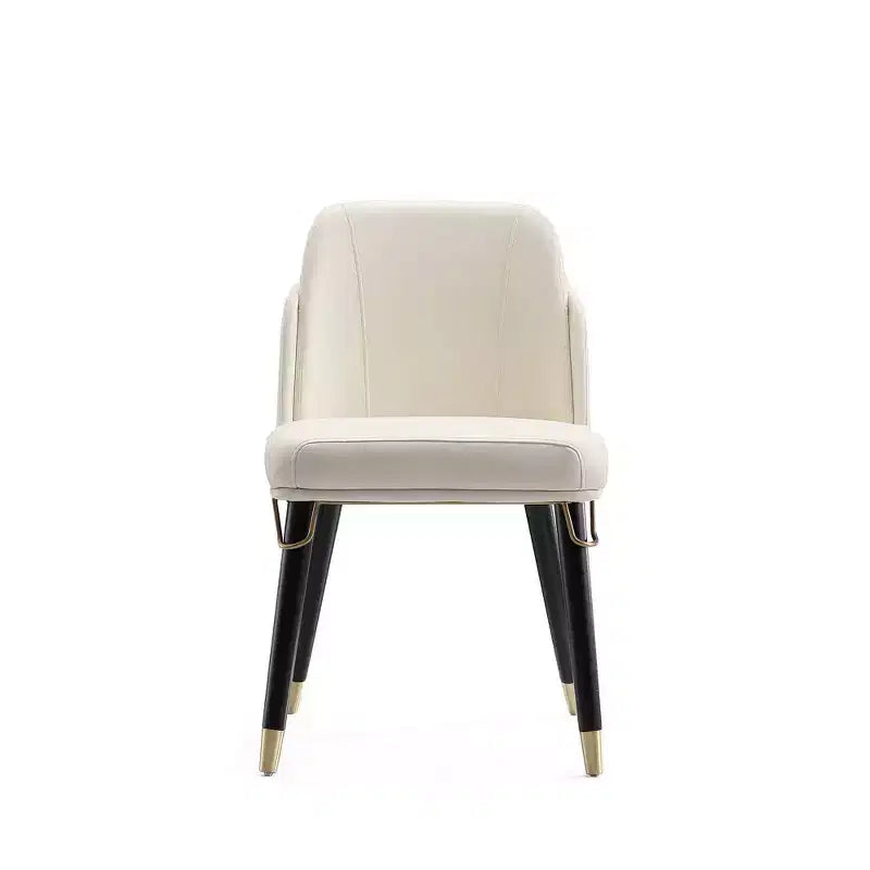 Silla de comedor de piel sintética Estelle crema - Manhattan Comfort: Tapizada, patas de madera, no requiere montaje
