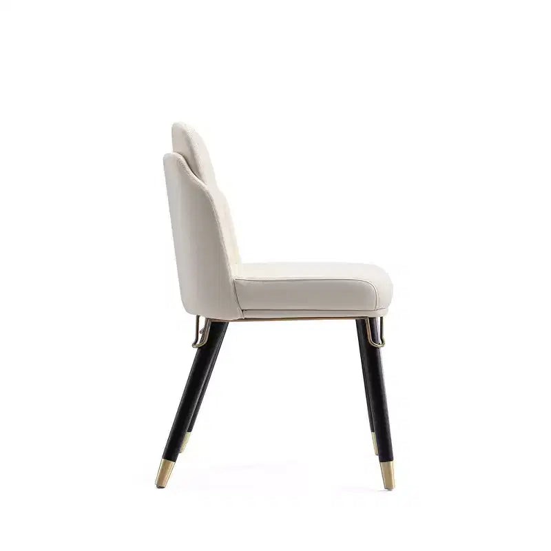Silla de comedor de piel sintética Estelle crema - Manhattan Comfort: Tapizada, patas de madera, no requiere montaje