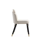 Silla de comedor de piel sintética Estelle crema - Manhattan Comfort: Tapizada, patas de madera, no requiere montaje
