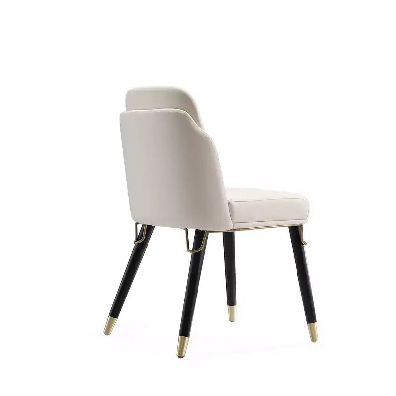 Silla de comedor de piel sintética Estelle crema - Manhattan Comfort: Tapizada, patas de madera, no requiere montaje