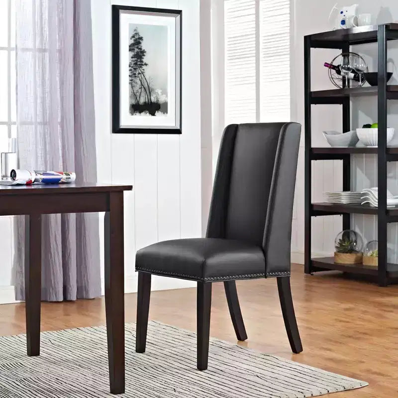 Silla de comedor de vinilo Baron negra - Modway