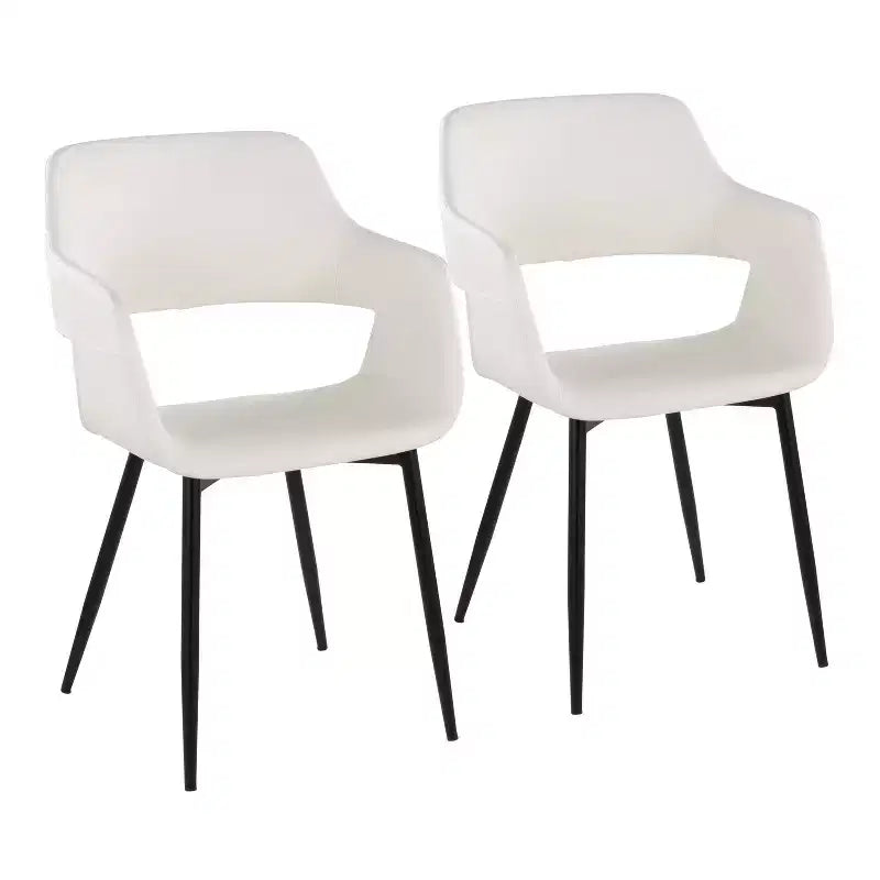 LumiSource Set of 2 Margarite Dining Chair Black PU Metal/White