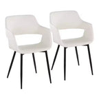 LumiSource Set of 2 Margarite Dining Chair Black PU Metal/White