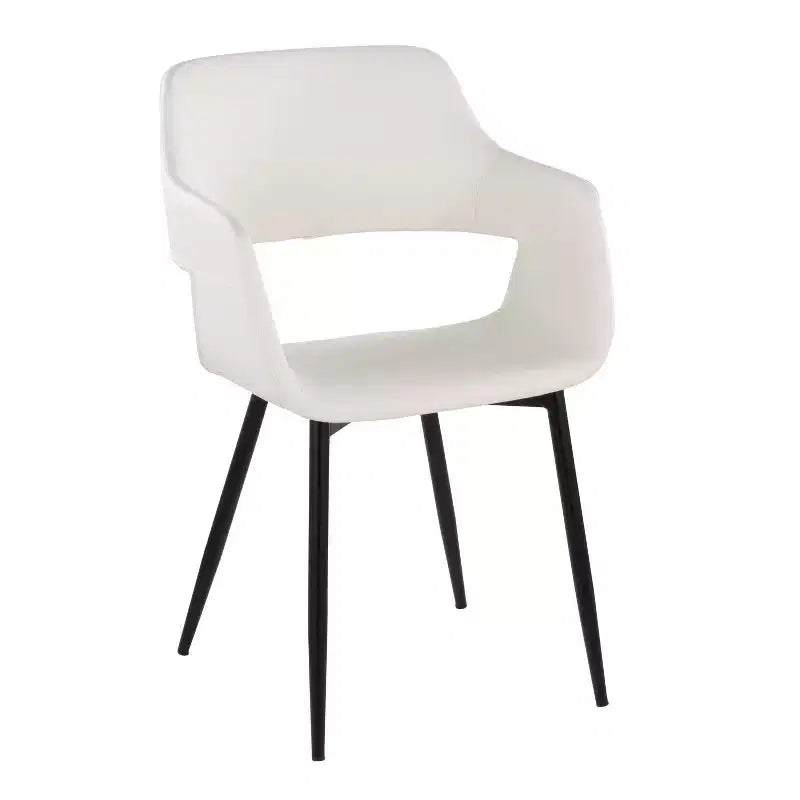 LumiSource Juego de 2 sillas de comedor Margarite, PU negro/metal blanco