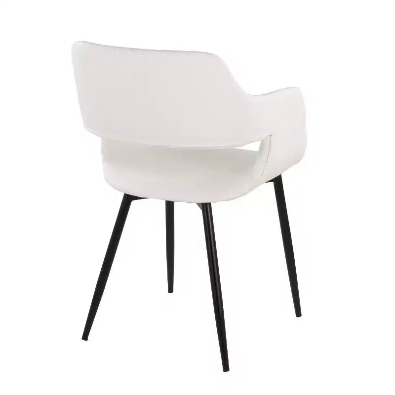 LumiSource Juego de 2 sillas de comedor Margarite, PU negro/metal blanco
