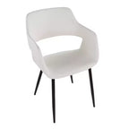 LumiSource Juego de 2 sillas de comedor Margarite, PU negro/metal blanco