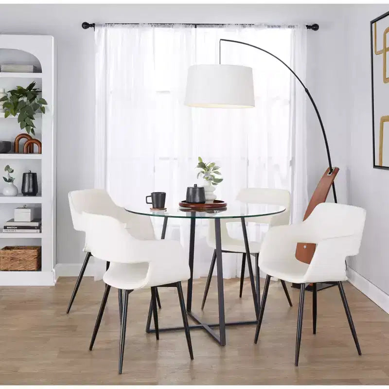 LumiSource Juego de 2 sillas de comedor Margarite, PU negro/metal blanco