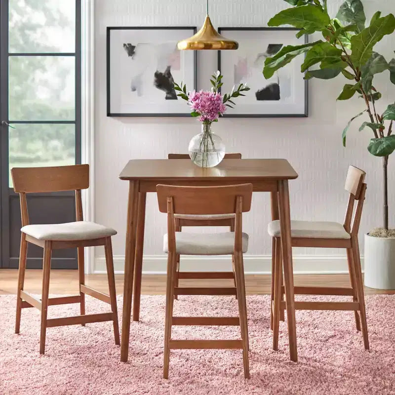 Juego de comedor de 5 piezas Newington Counter Height de Lifestorey, color nogal