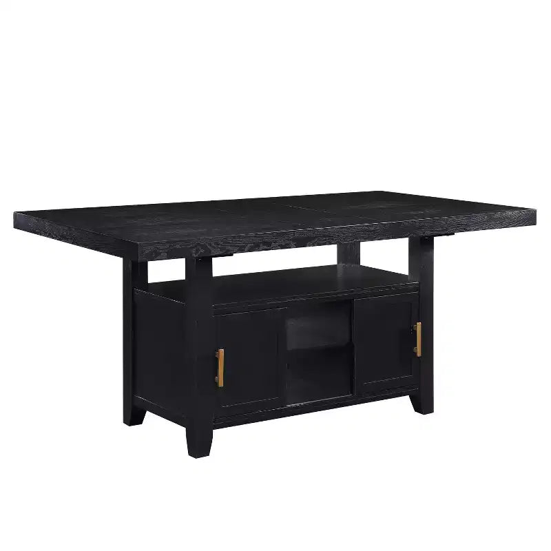 Mesa de comedor a la altura de la encimera Yves con almacenamiento color carbón desgastado - Steve Silver Co.