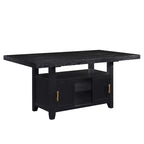 Mesa de comedor a la altura de la encimera Yves con almacenamiento color carbón desgastado - Steve Silver Co.