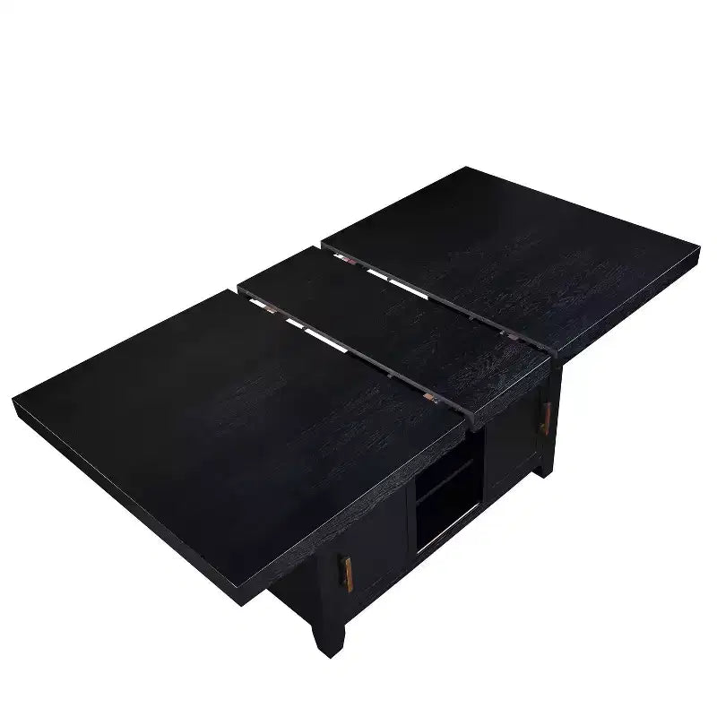 Mesa de comedor a la altura de la encimera Yves con almacenamiento color carbón desgastado - Steve Silver Co.