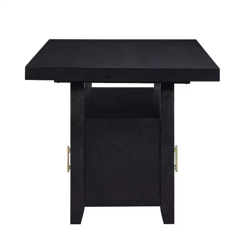 Mesa de comedor a la altura de la encimera Yves con almacenamiento color carbón desgastado - Steve Silver Co.