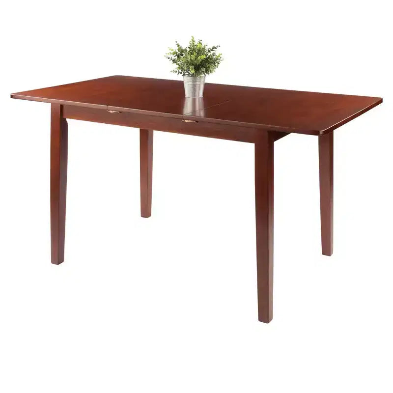 Mesa de comedor extensible Darren Nogal - Winsome: Extensión de mariposa autoalmacenable, Asientos para 6