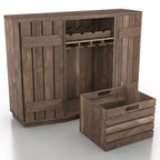 HOMES: Inside + Out Aparador de comedor inspirado en tablones de madera Candy con cajas extraíbles Roble recuperado: Almacenamiento de cocina, Estante para copas