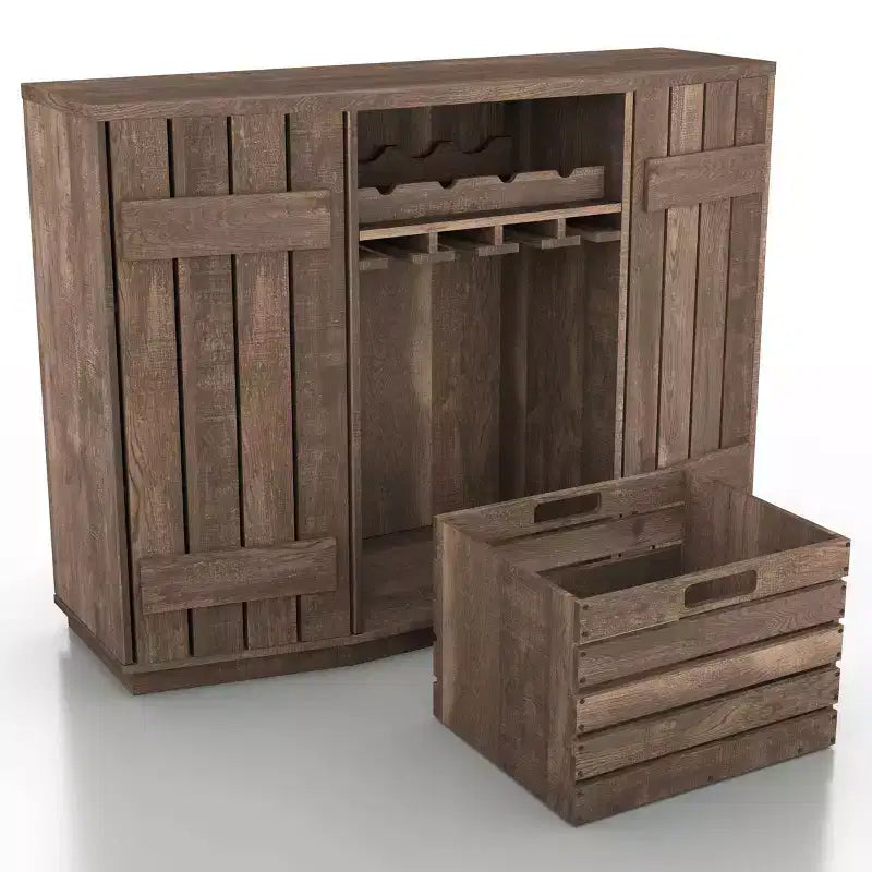 HOMES: Inside + Out Aparador de comedor inspirado en tablones de madera Candy con cajas extraíbles Roble recuperado: Almacenamiento de cocina, Estante para copas