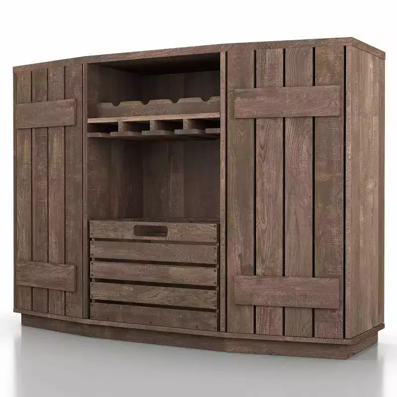 HOMES: Inside + Out Aparador de comedor inspirado en tablones de madera Candy con cajas extraíbles Roble recuperado: Almacenamiento de cocina, Estante para copas