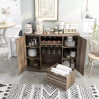 HOMES: Inside + Out Aparador de comedor inspirado en tablones de madera Candy con cajas extraíbles Roble recuperado: Almacenamiento de cocina, Estante para copas